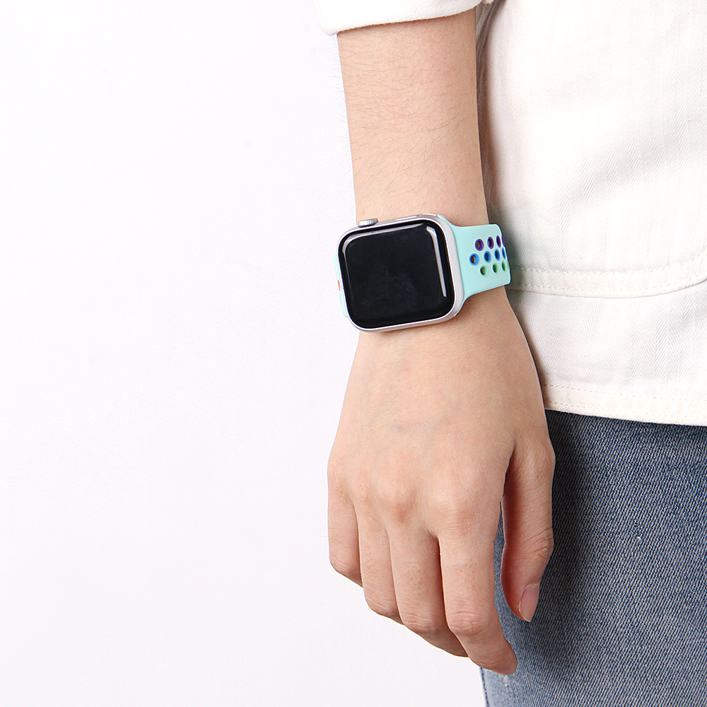 Apple Watch dubbel sport band - kleurrijk lichtblauw