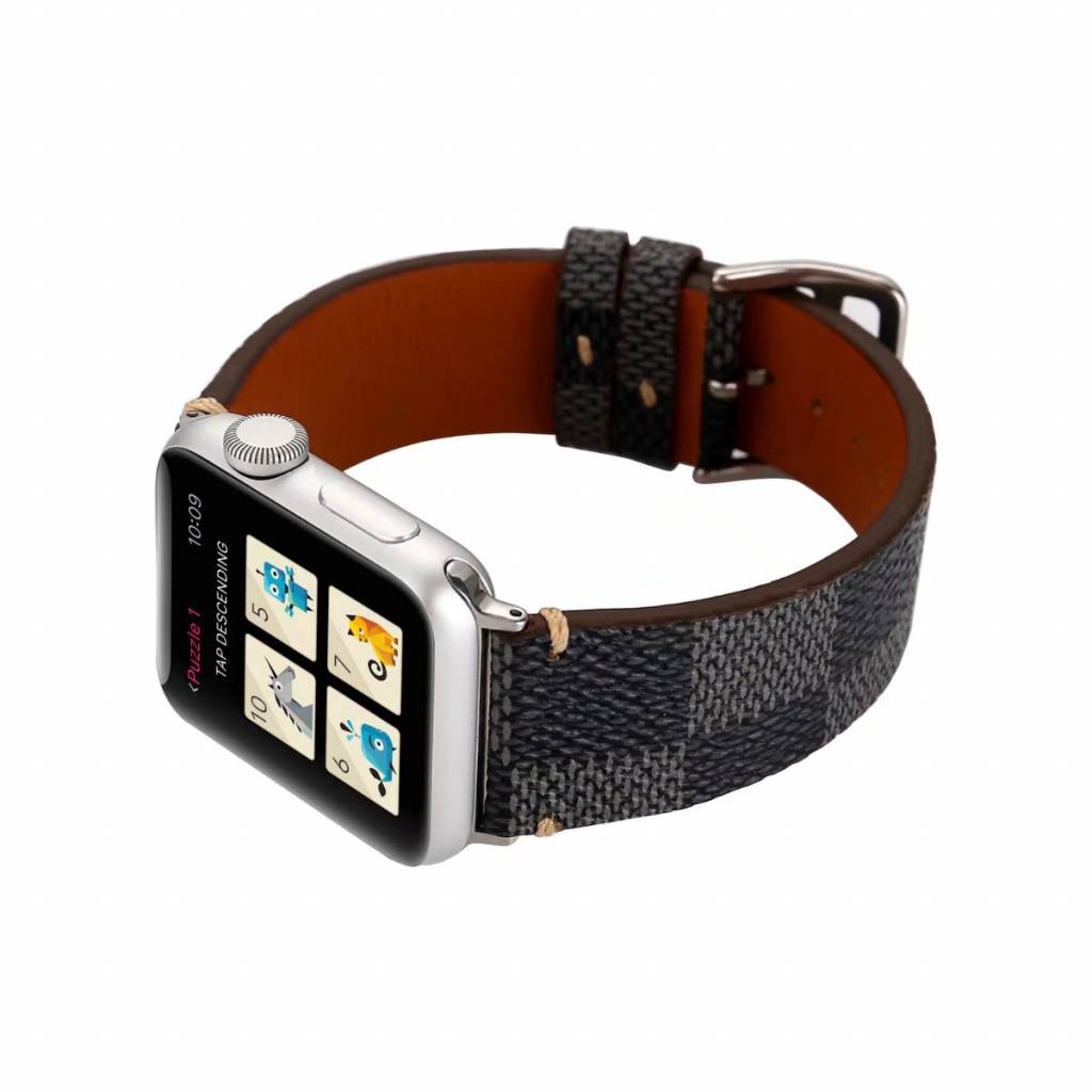 Apple Watch leren grid band - zwart