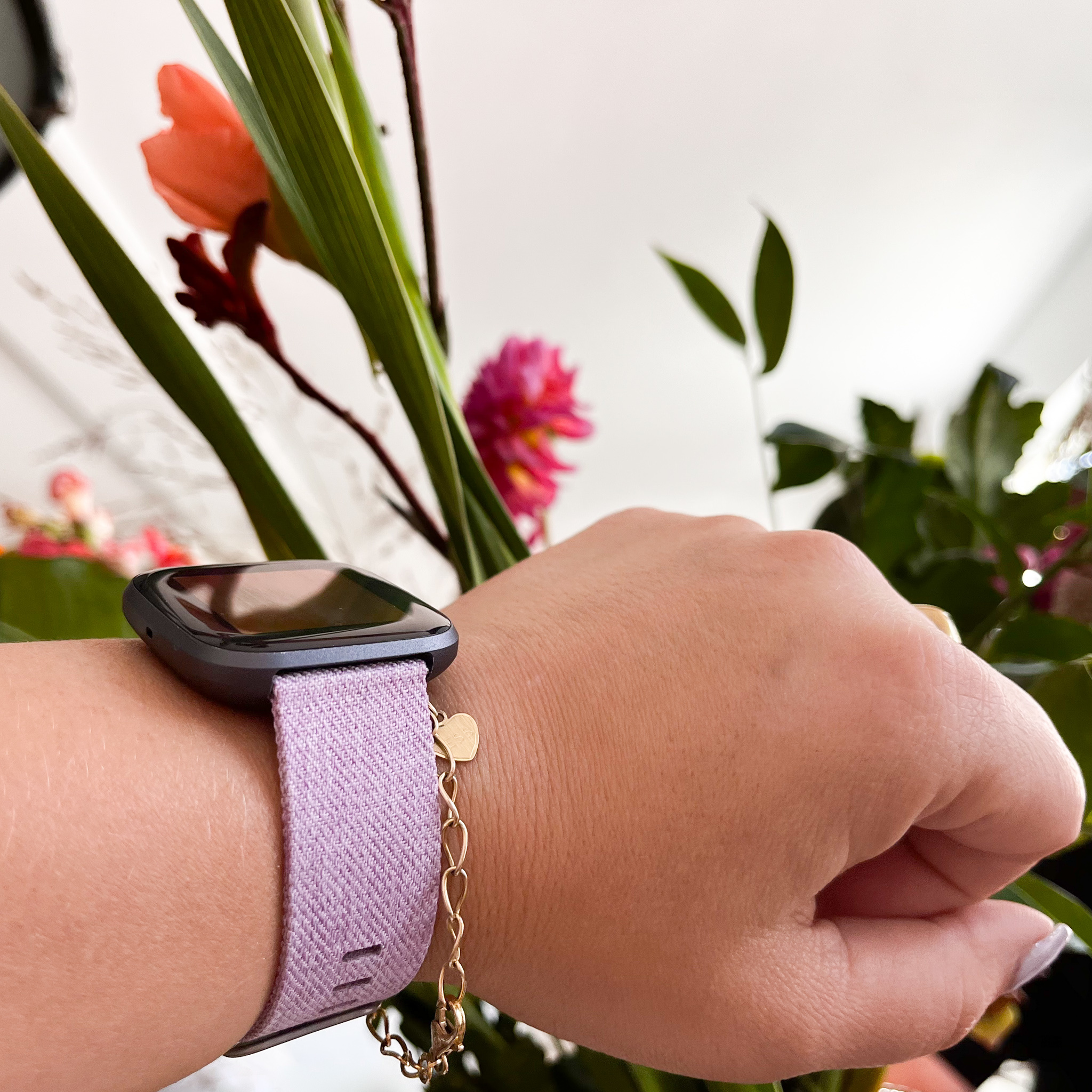 Fitbit Versa nylon gesp band - lavendel