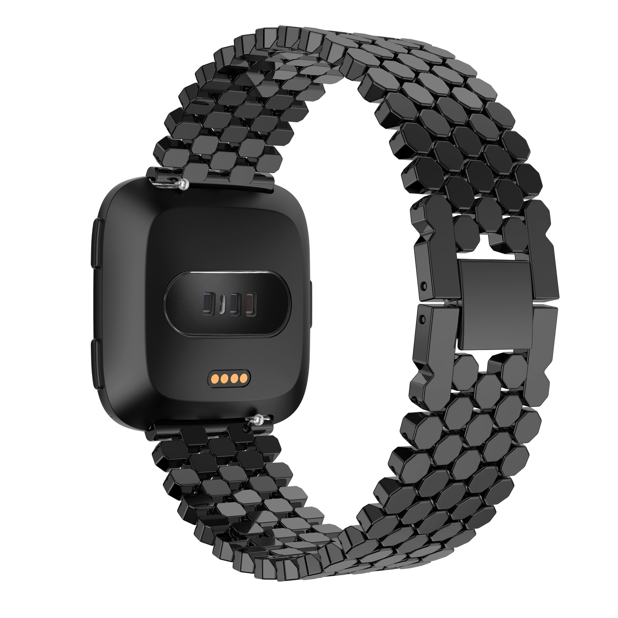 Fitbit Versa vis stalen schakel band - zwart