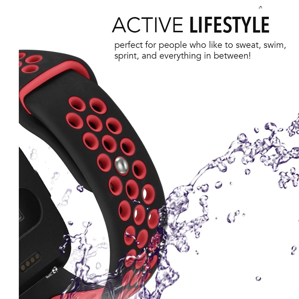 Fitbit Versa dubbel sport band - zwart rood