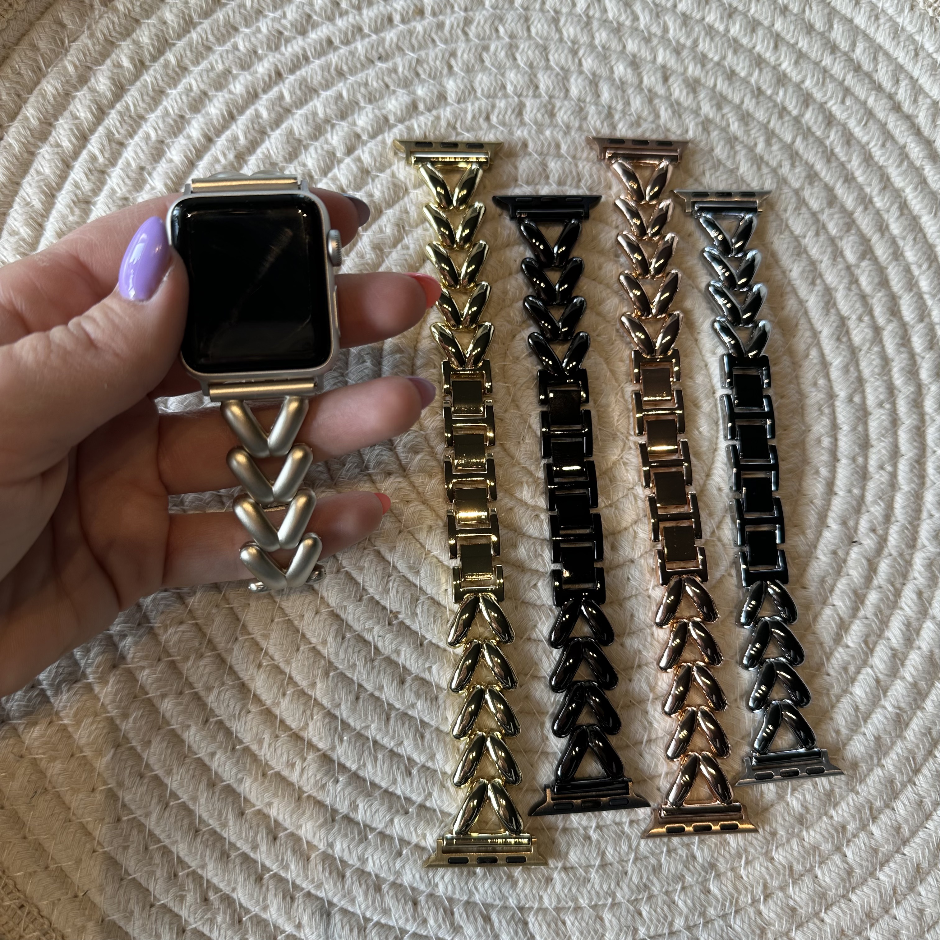 Apple Watch hart stalen schakel band - Lisa zwart