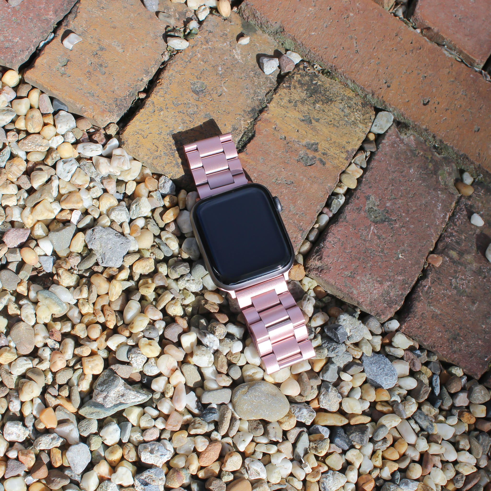 Apple Watch kralen stalen schakel band - rose rood
