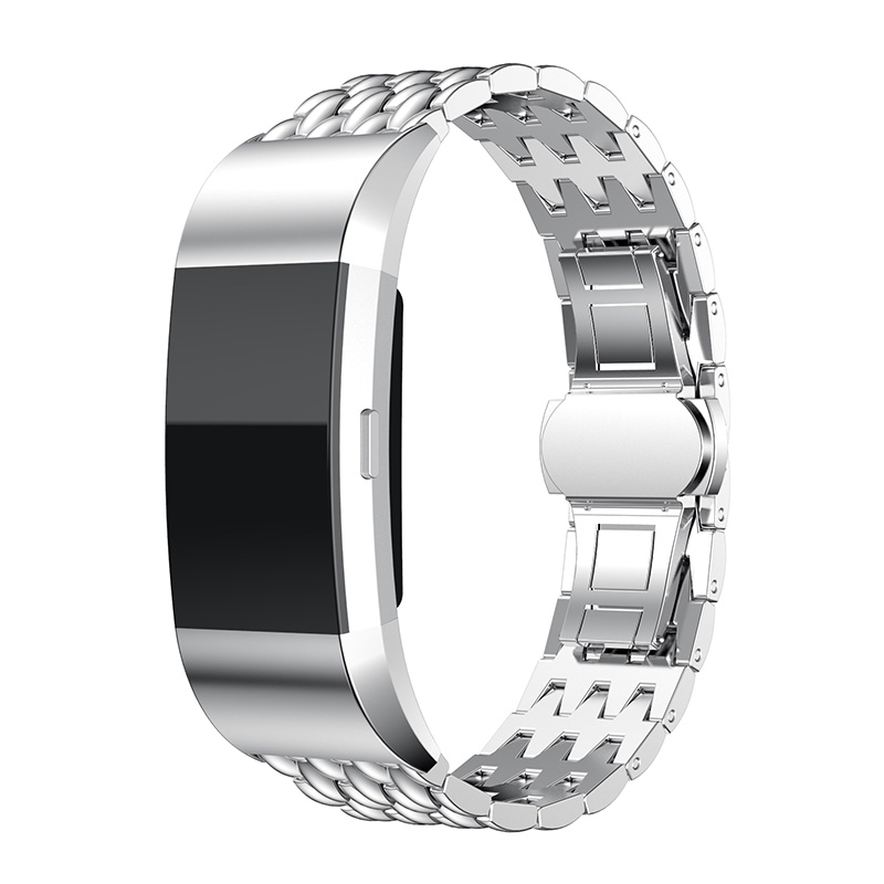 Fitbit Charge 3 & 4 draak stalen schakel band - zilver