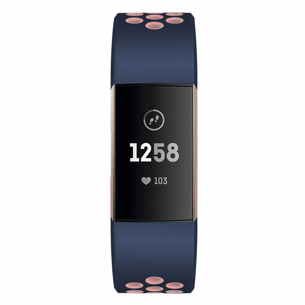 Fitbit Charge 3 & 4 dubbel sport band - donkerblauw roze