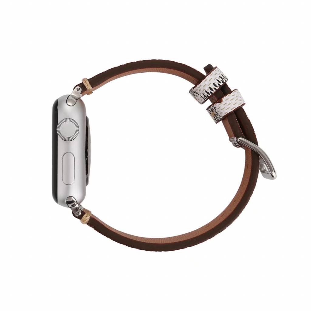 Apple Watch leren grid band - wit