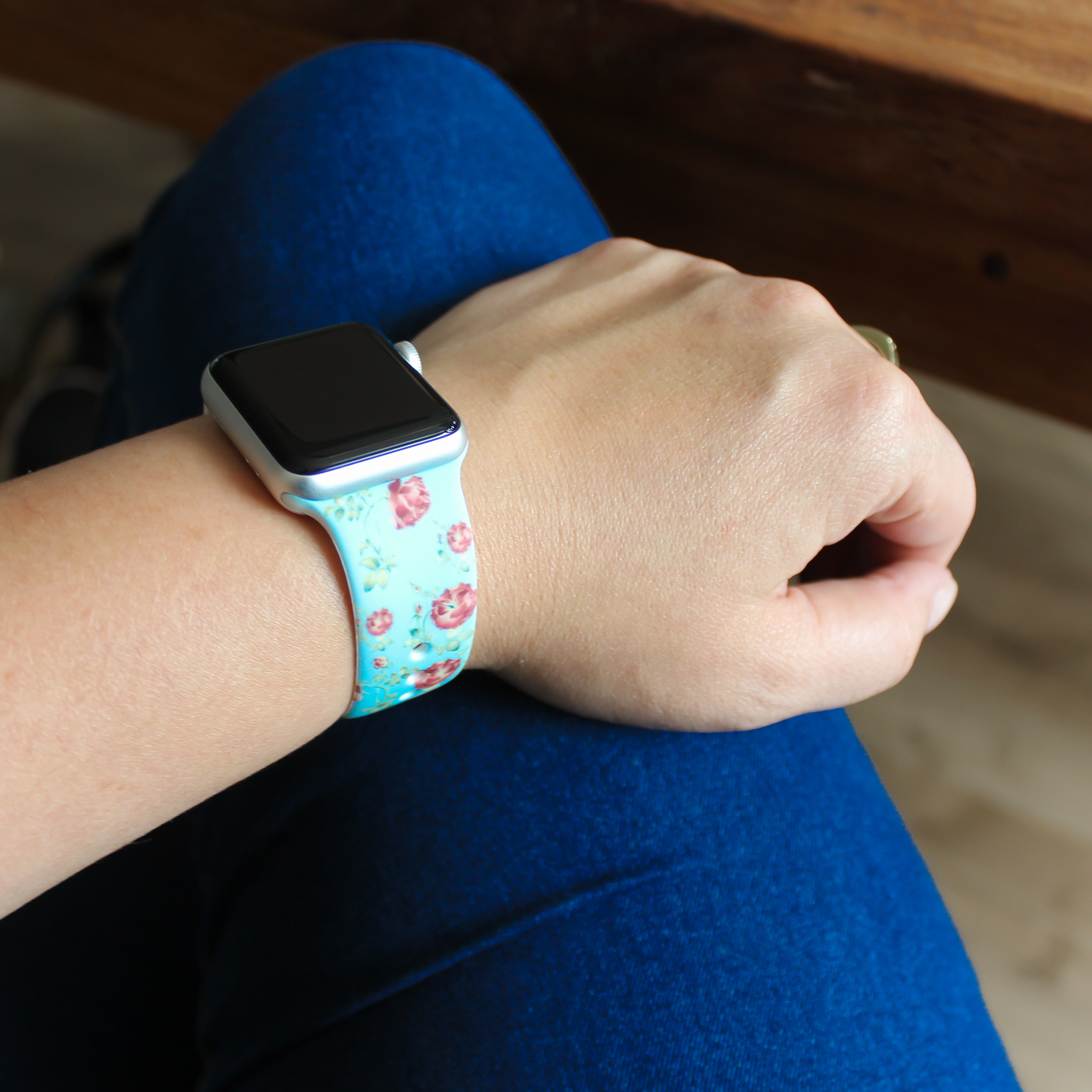 Apple Watch print sport band - rozen blauw