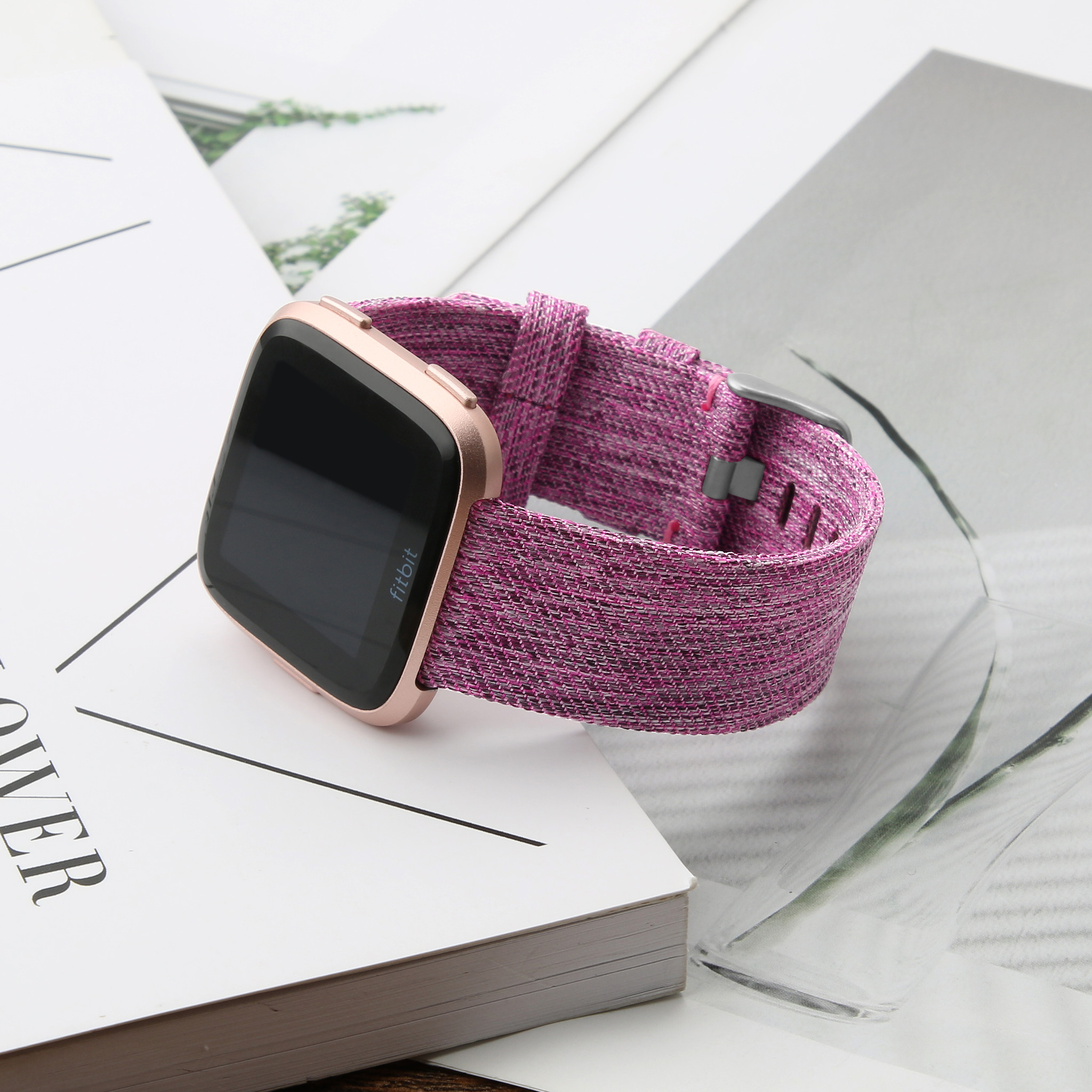 Fitbit Versa nylon gesp band - paars