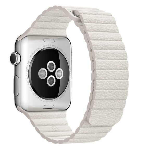 Apple Watch leren ribbel band - wit