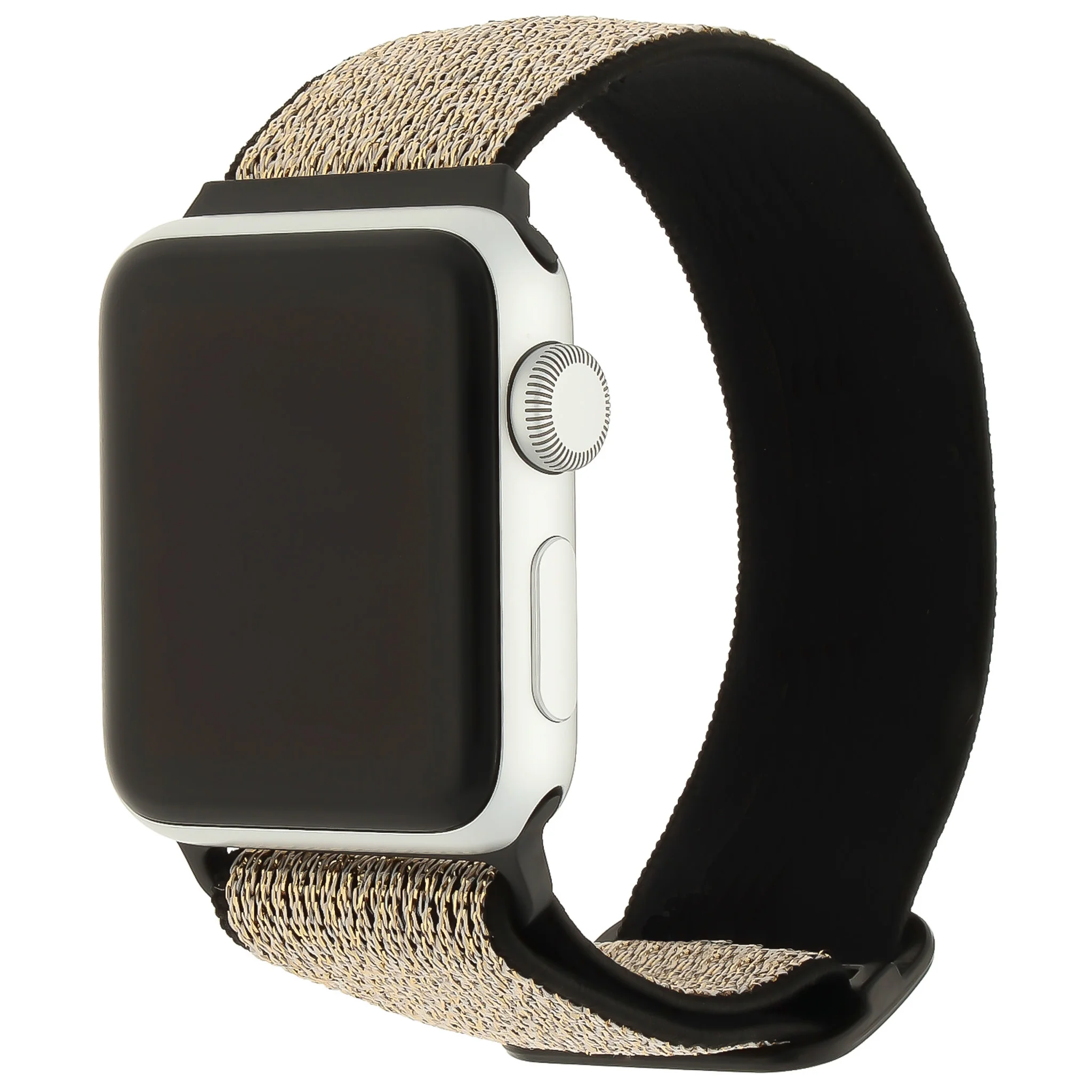 Apple Watch nylon solo band glitter zwart goud