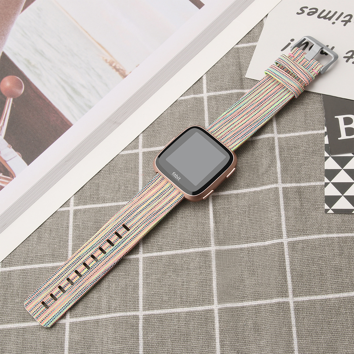Fitbit Versa nylon gesp band - kleurrijk