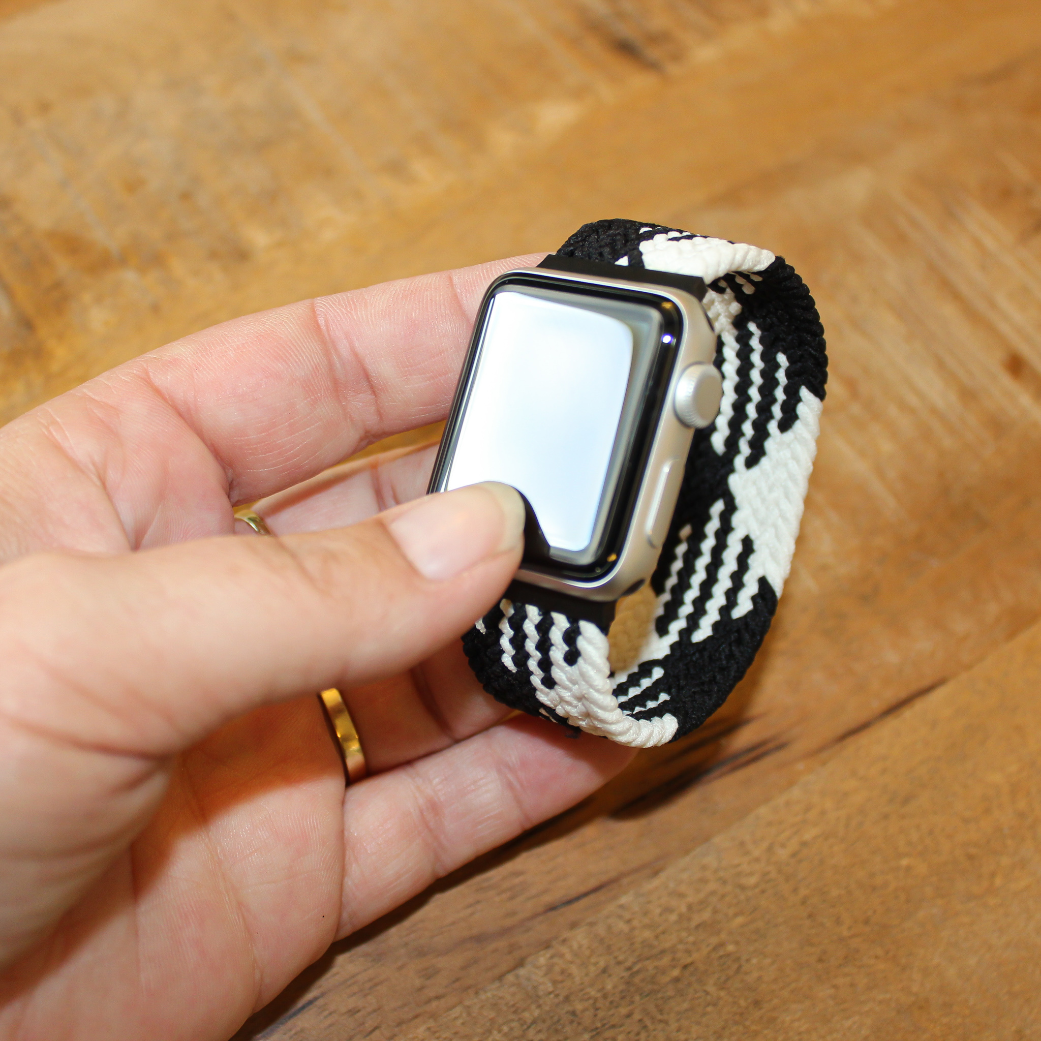 Apple Watch nylon gevlochten solo band - wit zwart
