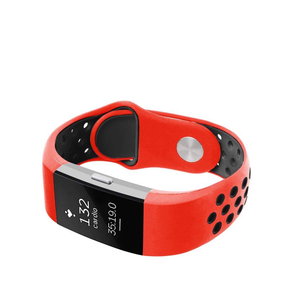 Fitbit Charge 2 dubbel sport band - rood zwart