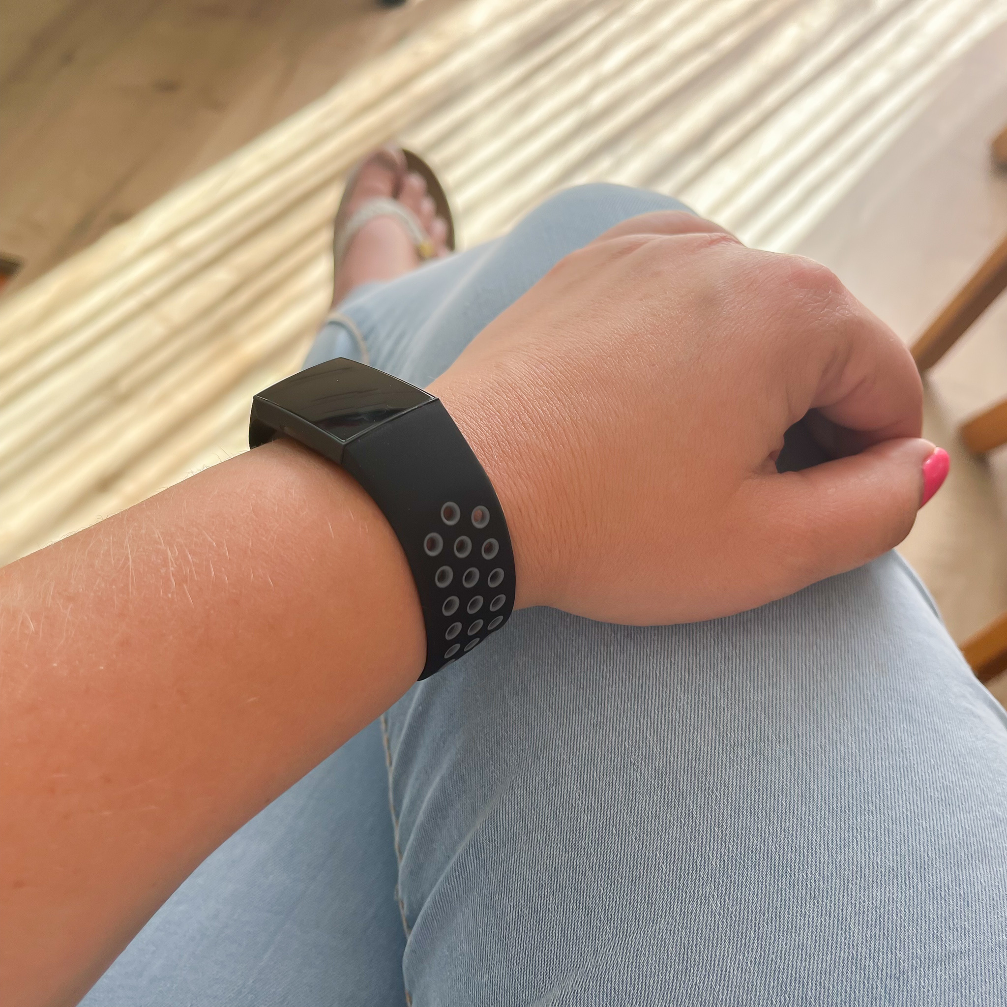 Fitbit Charge 3 & 4 dubbel sport band - zwart grijs