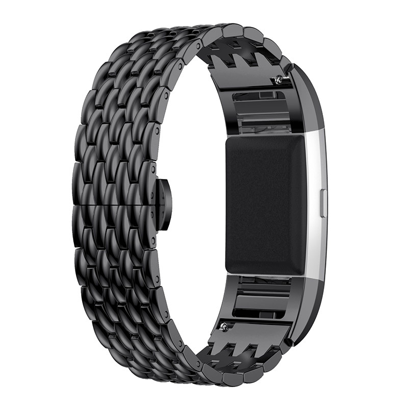 Fitbit Charge 3 & 4 draak stalen schakel band - zwart