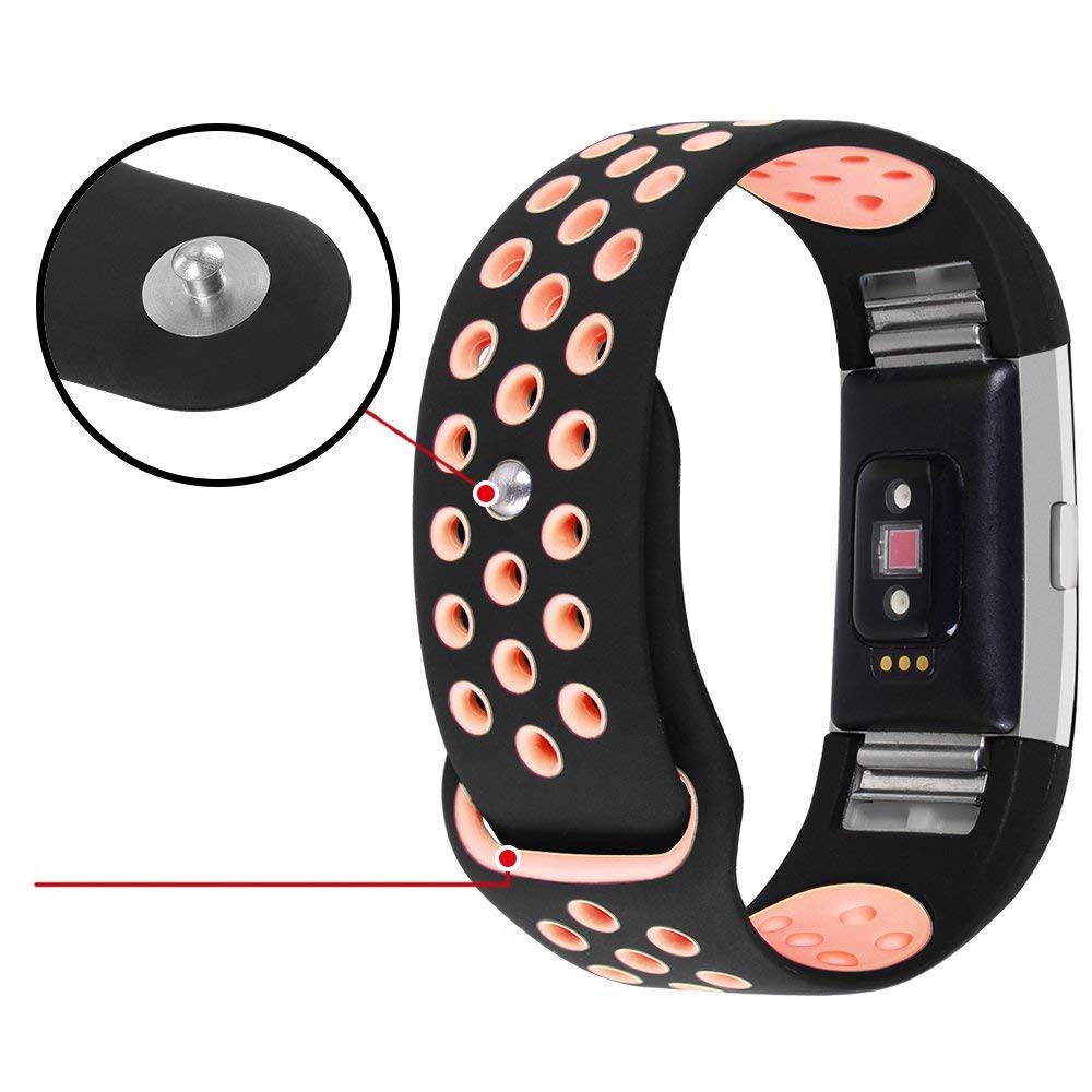 Fitbit Charge 2 dubbel sport band - zwart roze