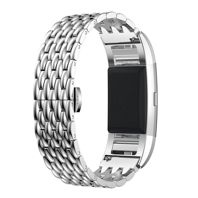 Fitbit Charge 3 & 4 draak stalen schakel band - zilver