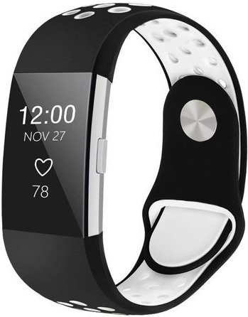 Fitbit Charge 2 dubbel sport band - zwart wit