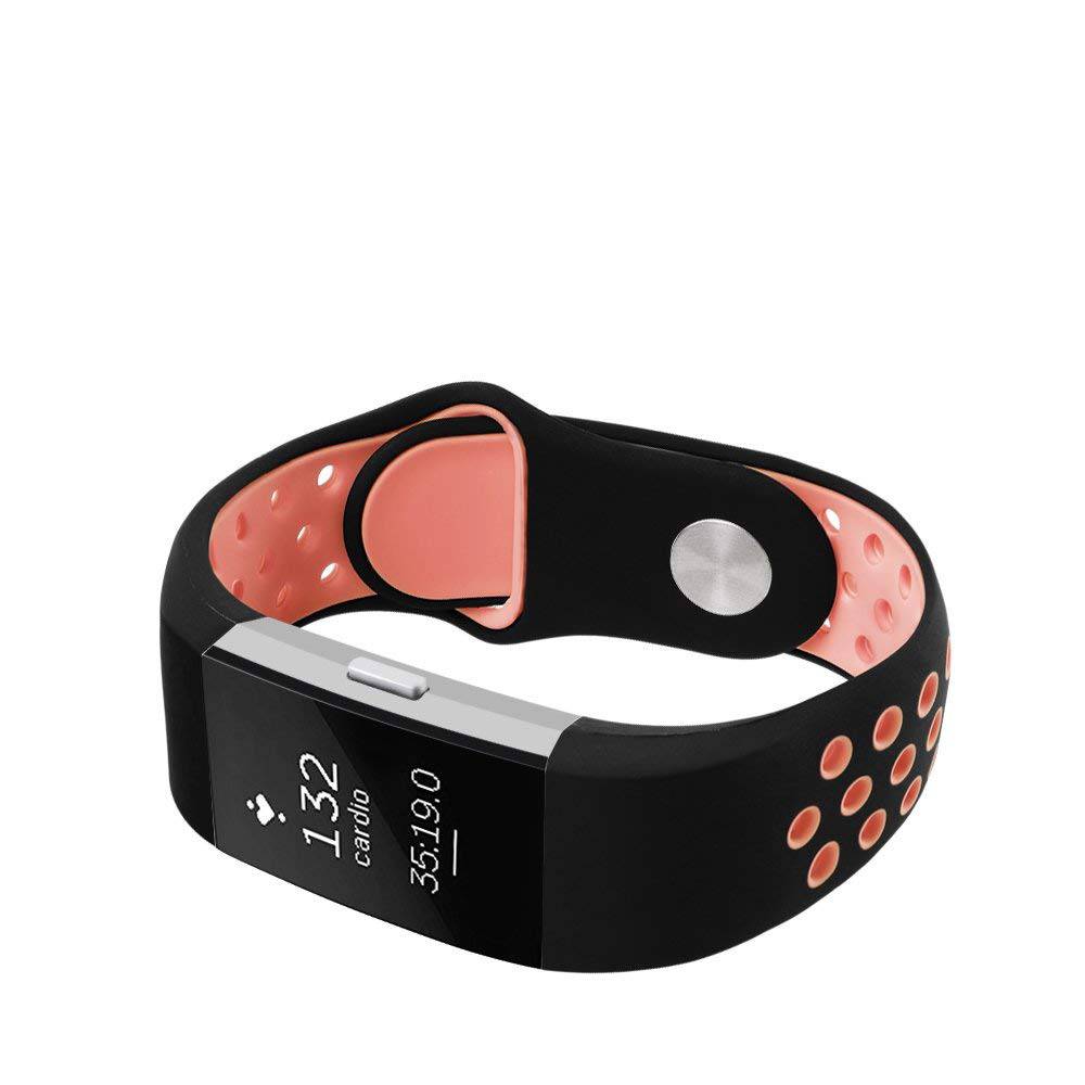 Fitbit Charge 2 dubbel sport band - zwart roze