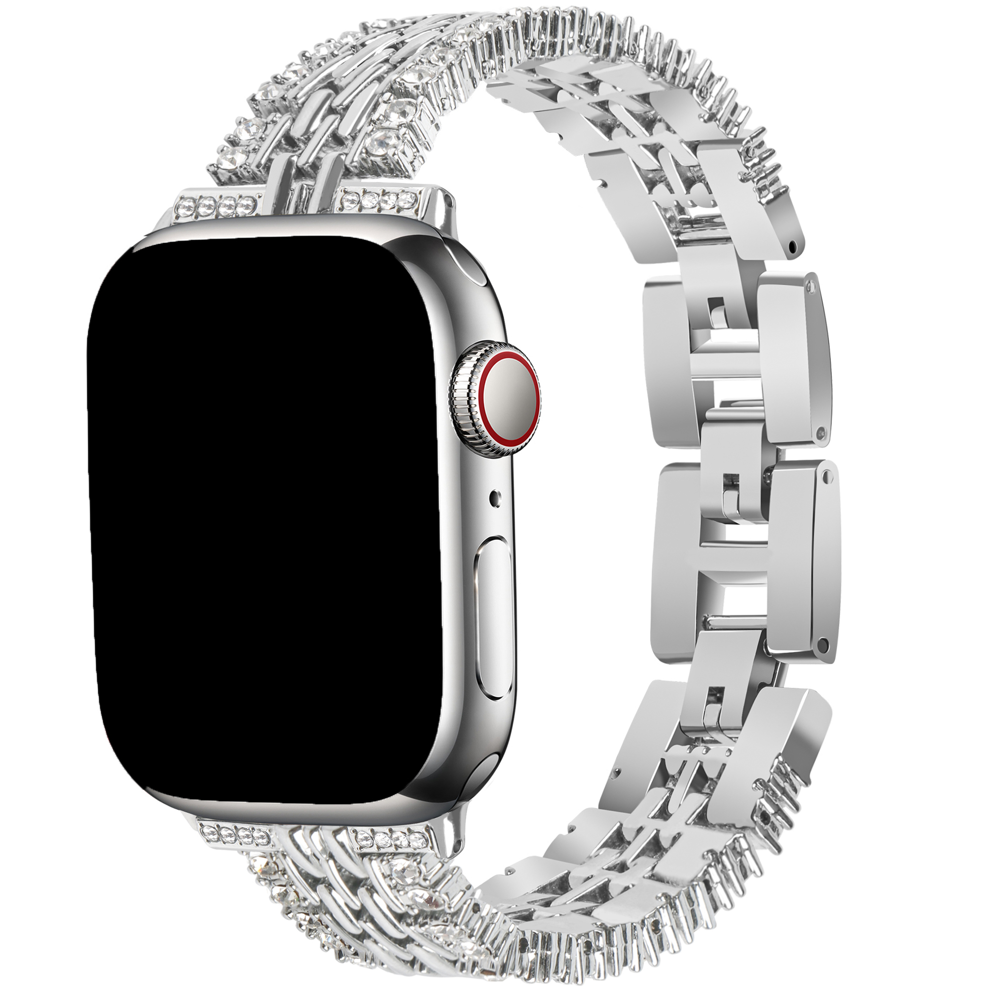 Apple Watch diamant stalen schakel band Eline - zilver