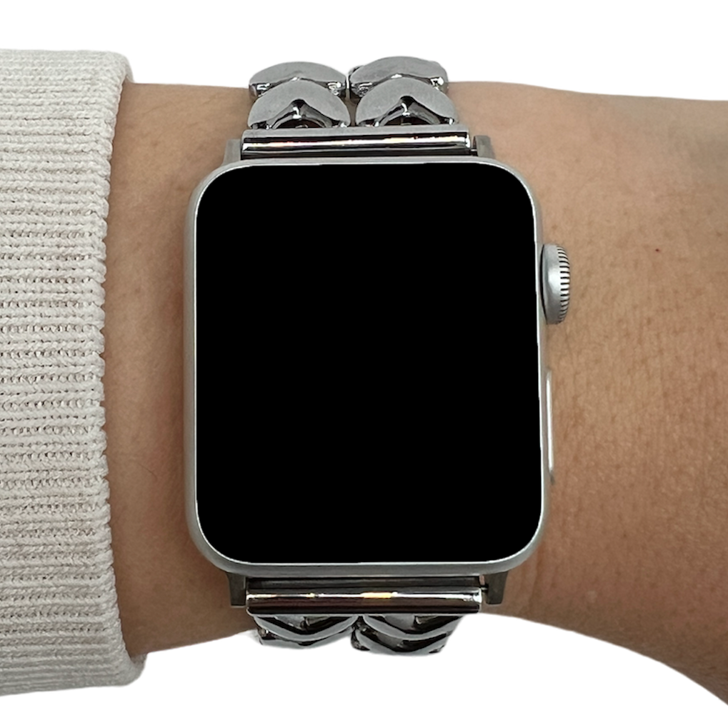 Apple Watch hart stalen schakel band - zilver