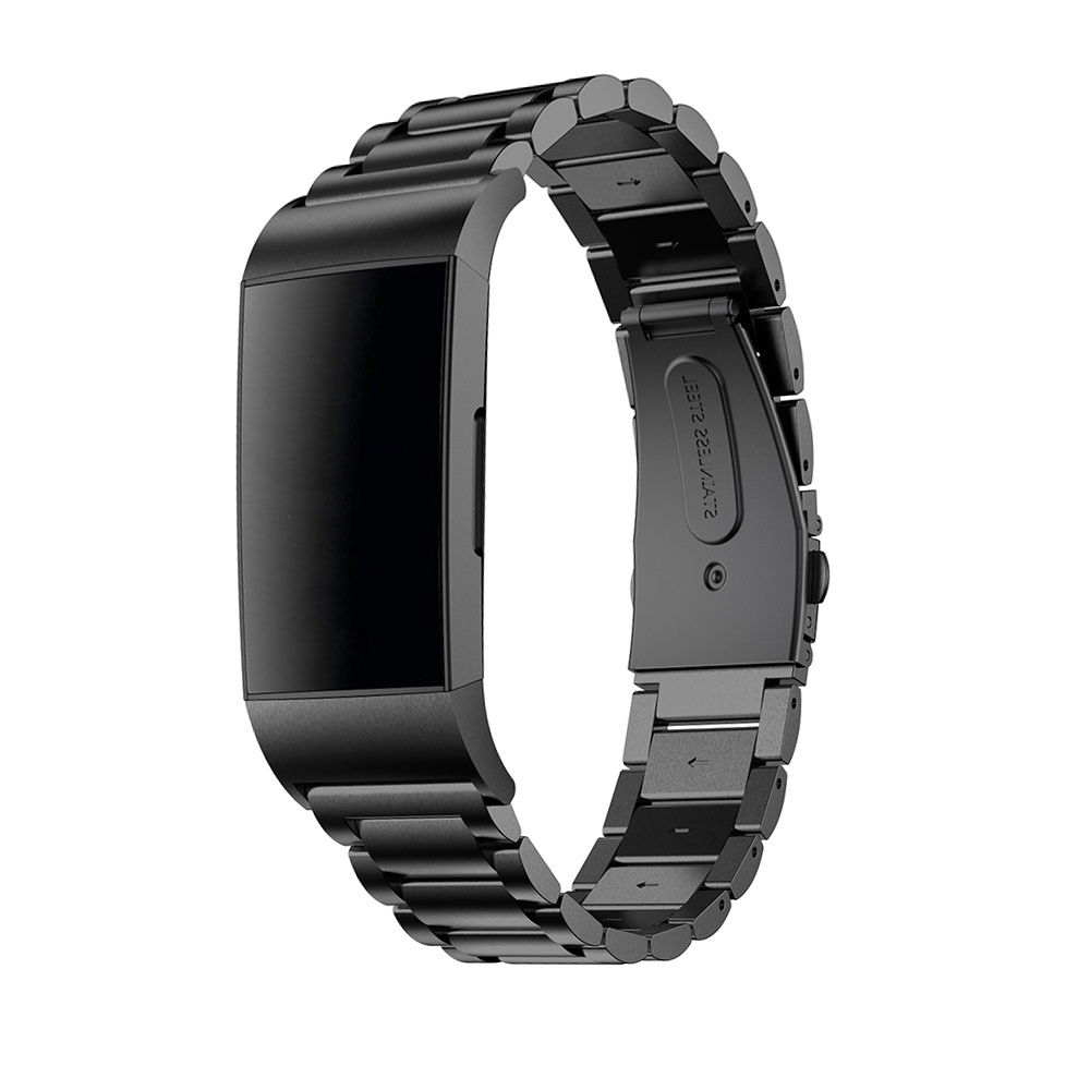 Fitbit Charge 3 & 4 kralen stalen schakel band - zwart