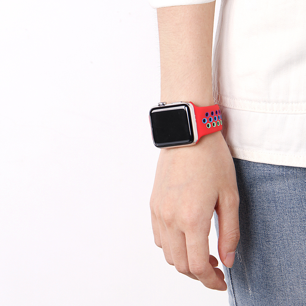 Apple Watch dubbel sport band - kleurrijk rood