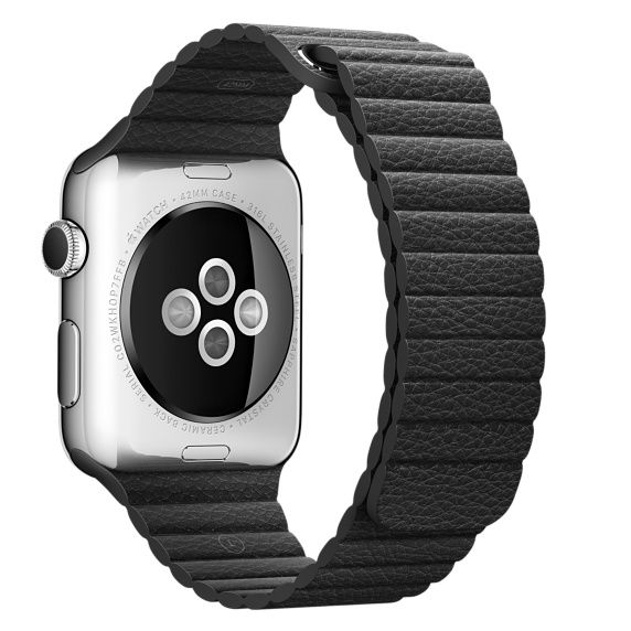 Apple Watch leren ribbel band - zwart