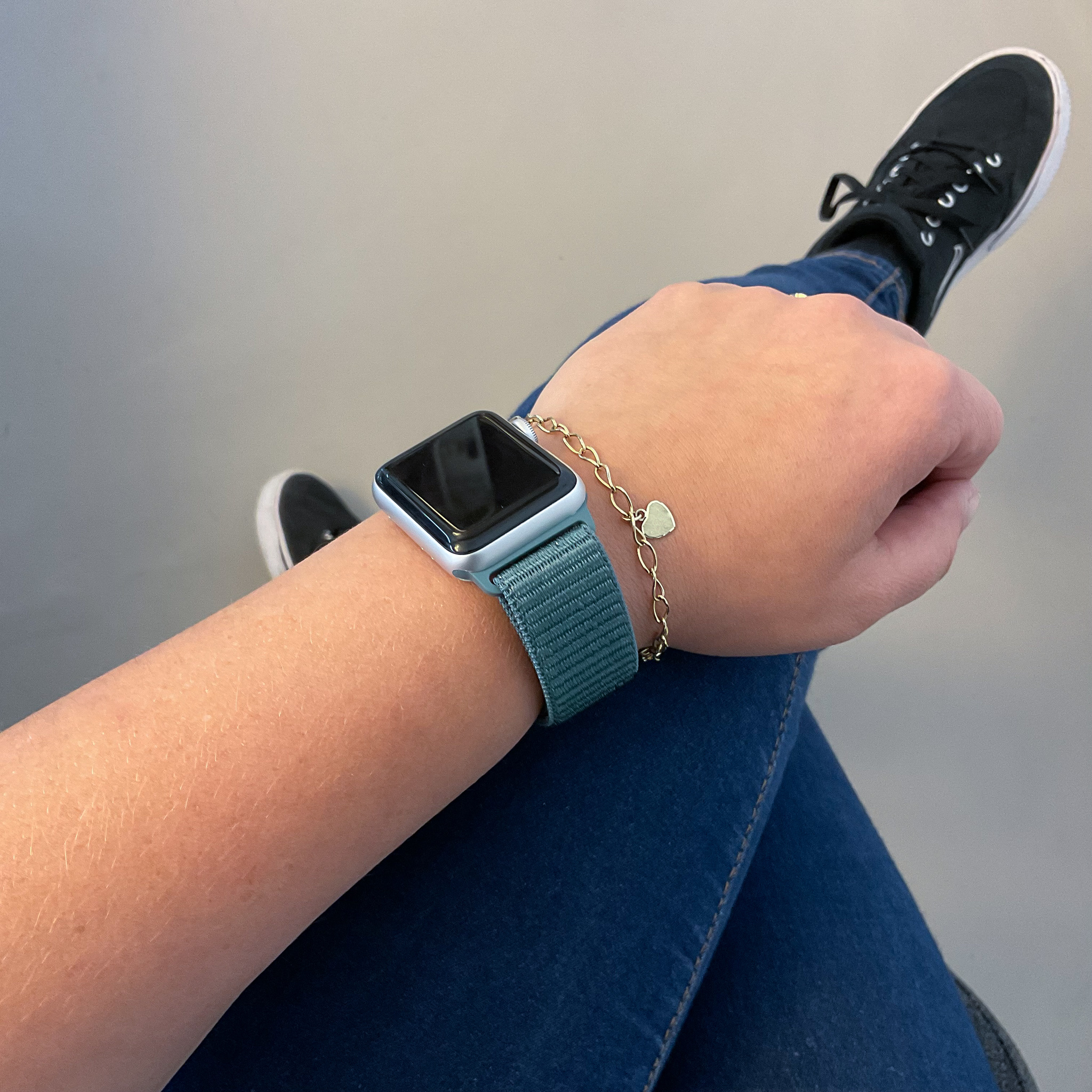 Apple Watch nylon geweven sport band  - dennengroen