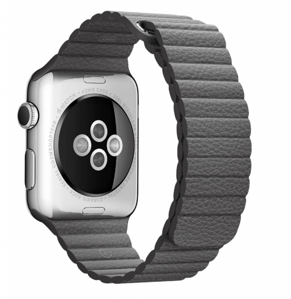 Apple Watch leren ribbel band - grijs