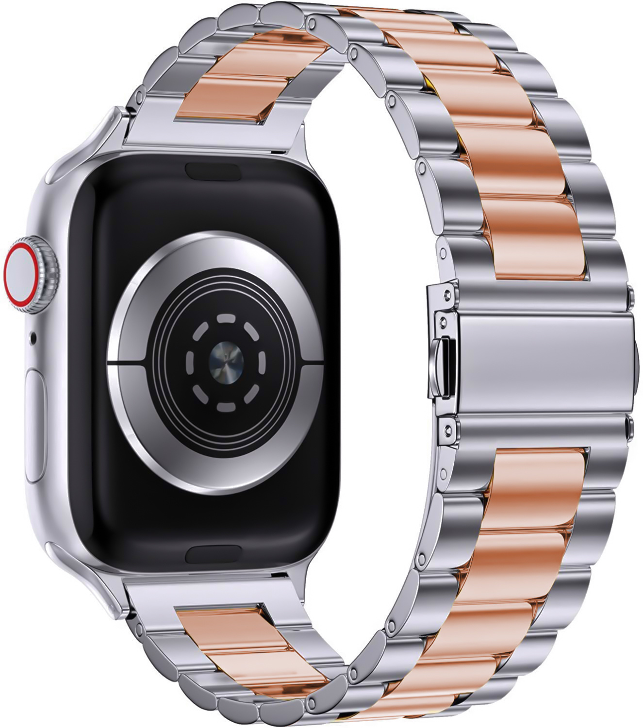 Apple Watch kralen stalen schakel band - zilver rose goud