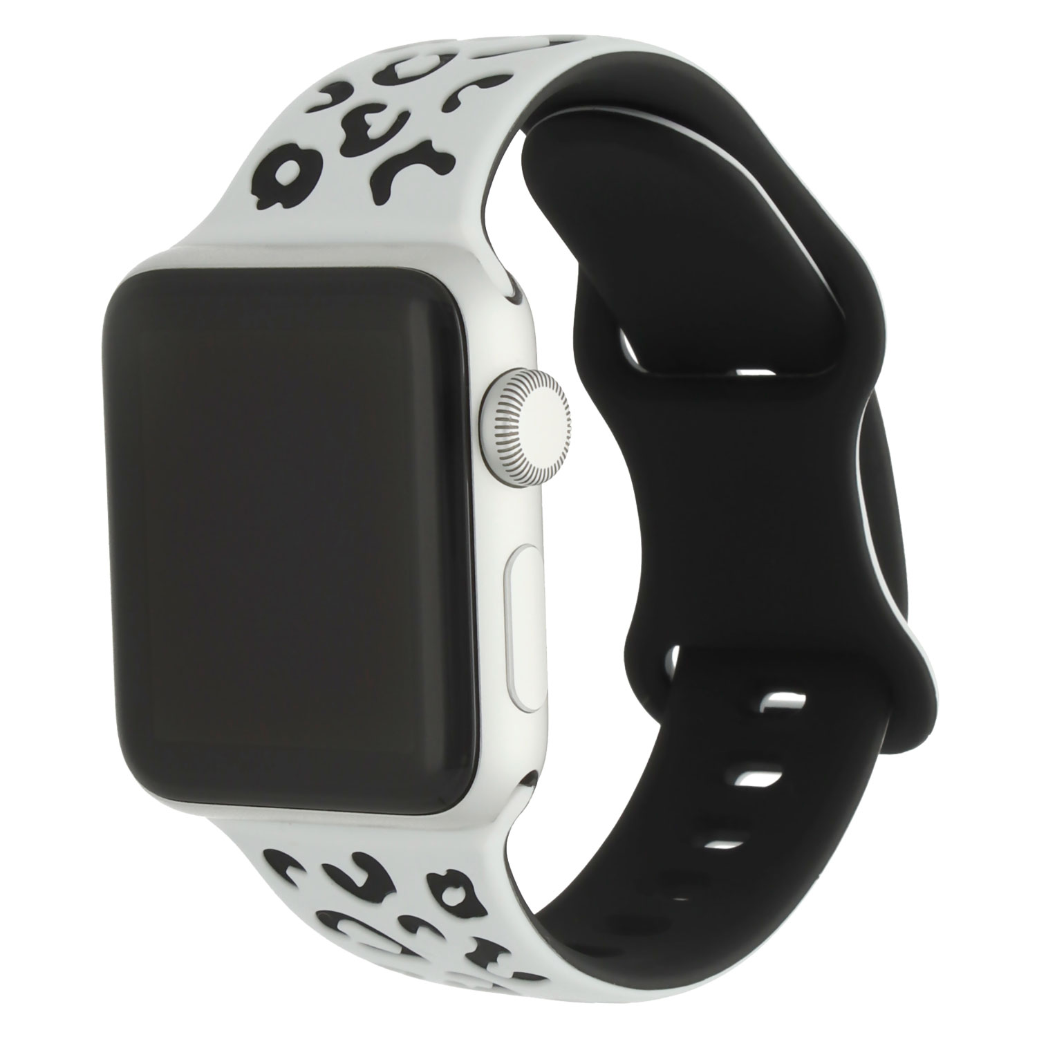 Apple Watch silicone luipaard Wild band - wit zwart