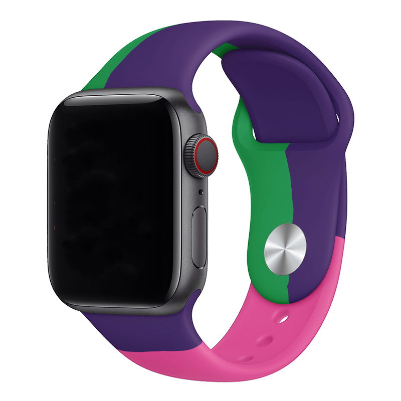 Apple Watch Sport Band Black Unity - Paars Roze Groen