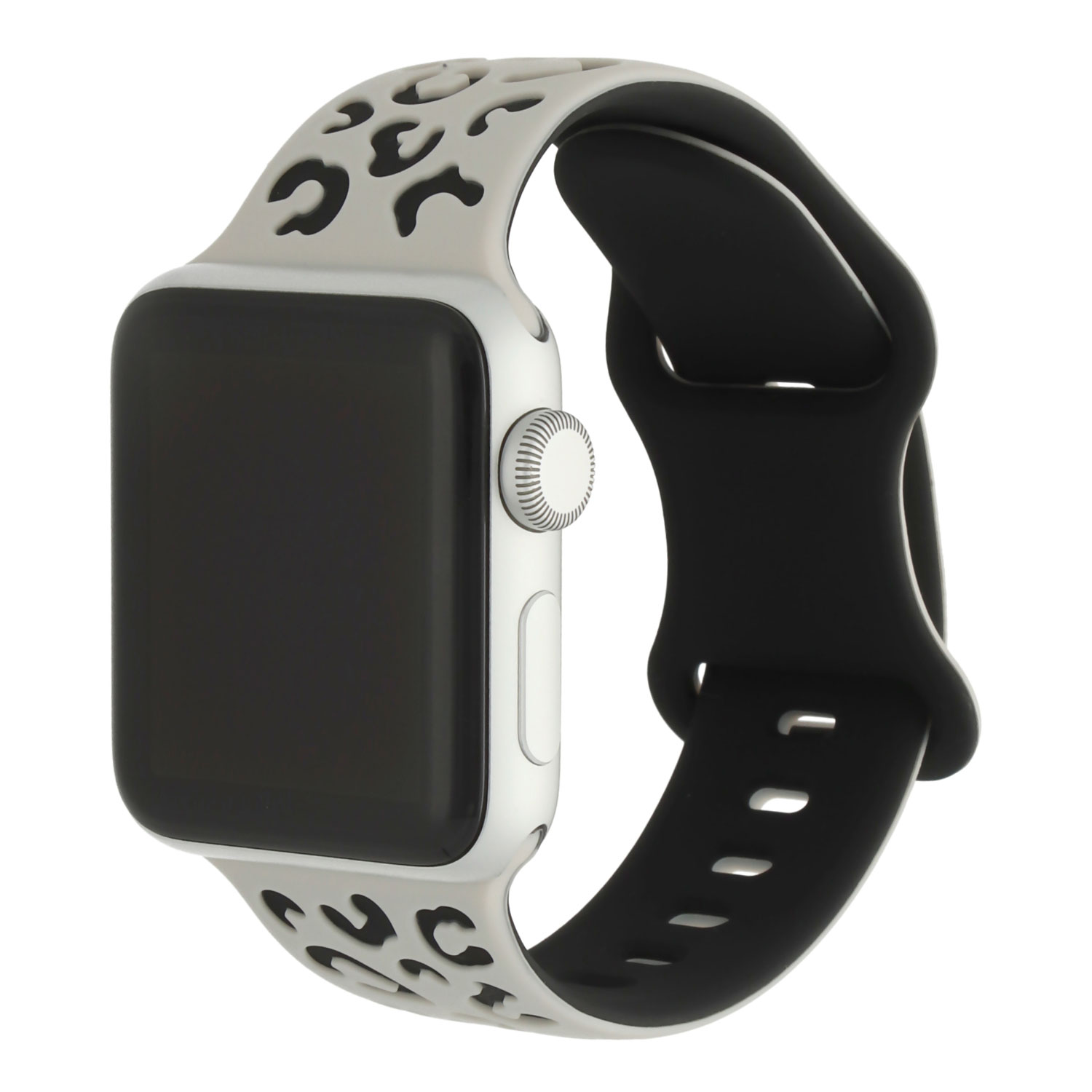 Apple Watch silicone luipaard Wild band - sterrenlicht zwart