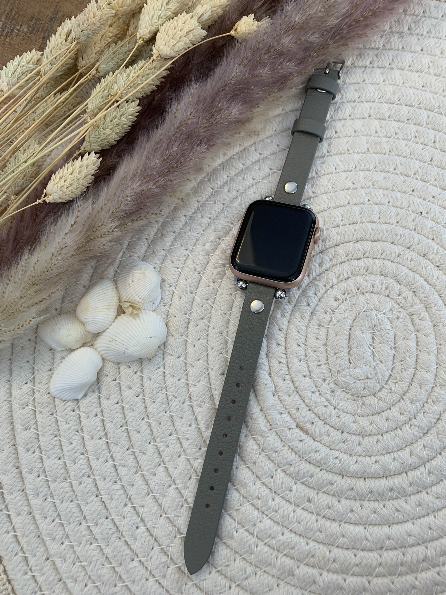 Apple Watch leren slim band - grijs
