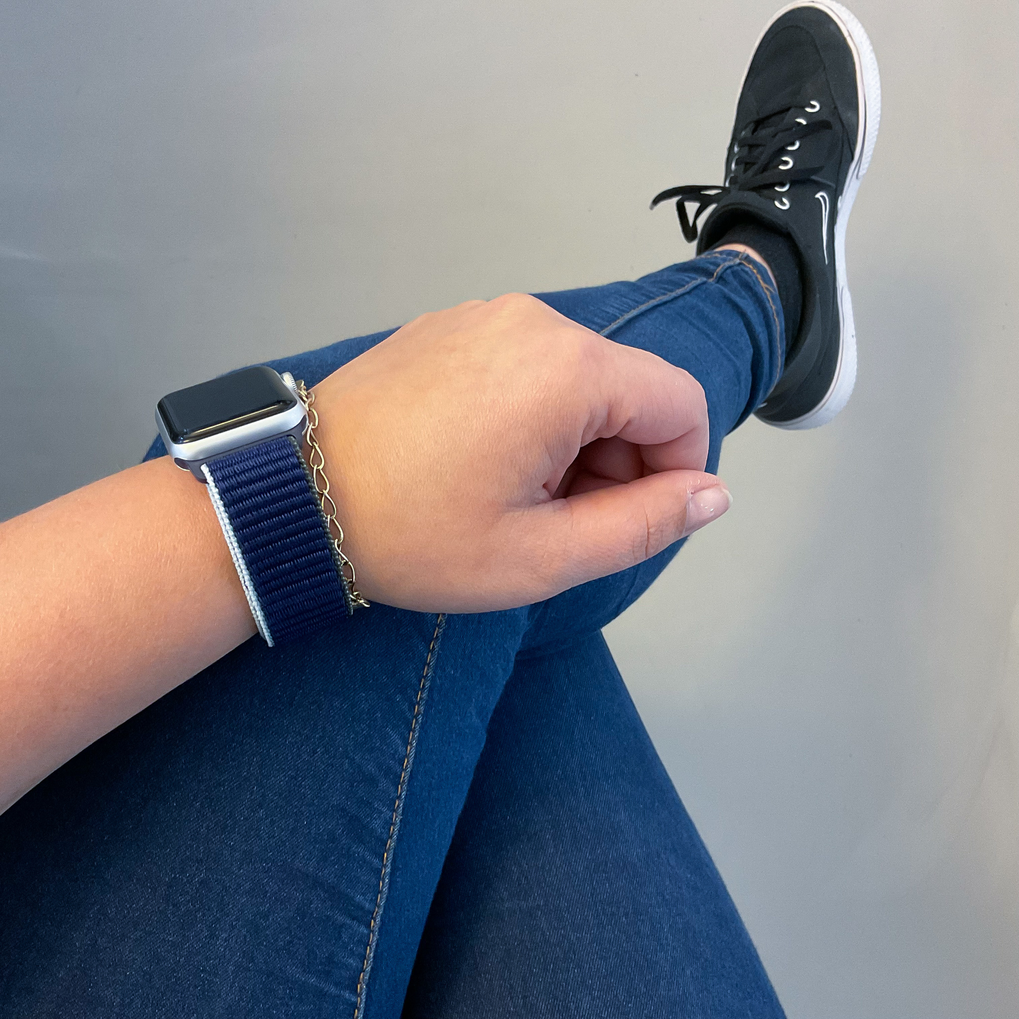 Apple Watch nylon geweven sport band  - donker zeeblauw