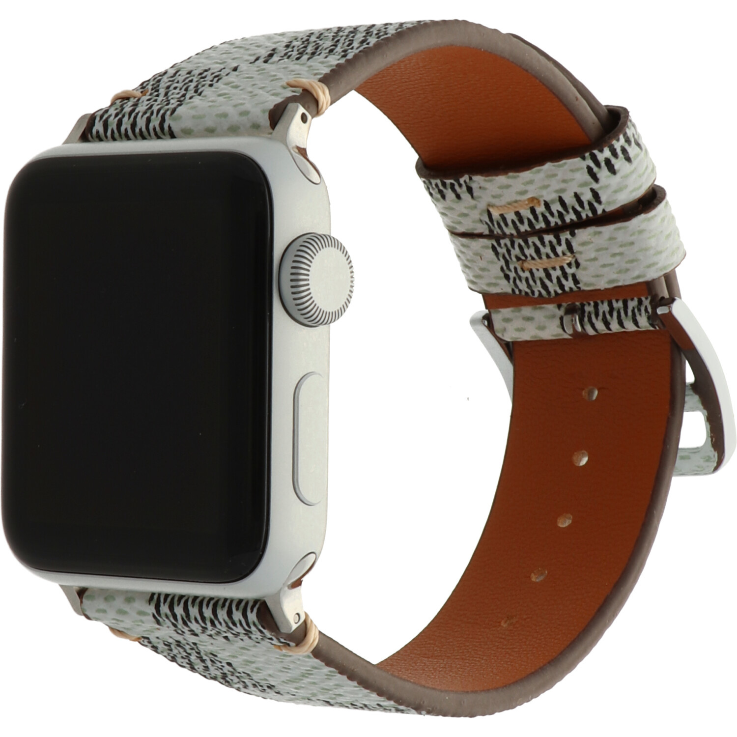 Apple Watch leren grid band - wit