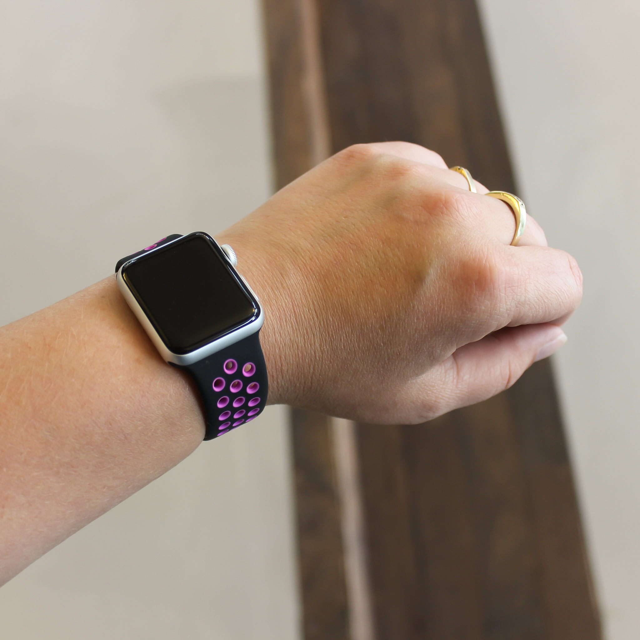 Apple Watch dubbel sport band - zwart paars