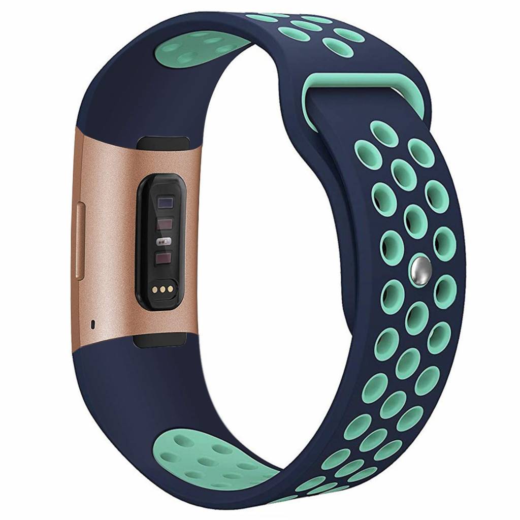 Fitbit Charge 3 & 4 dubbel sport band - donkerblauw lichtblauw