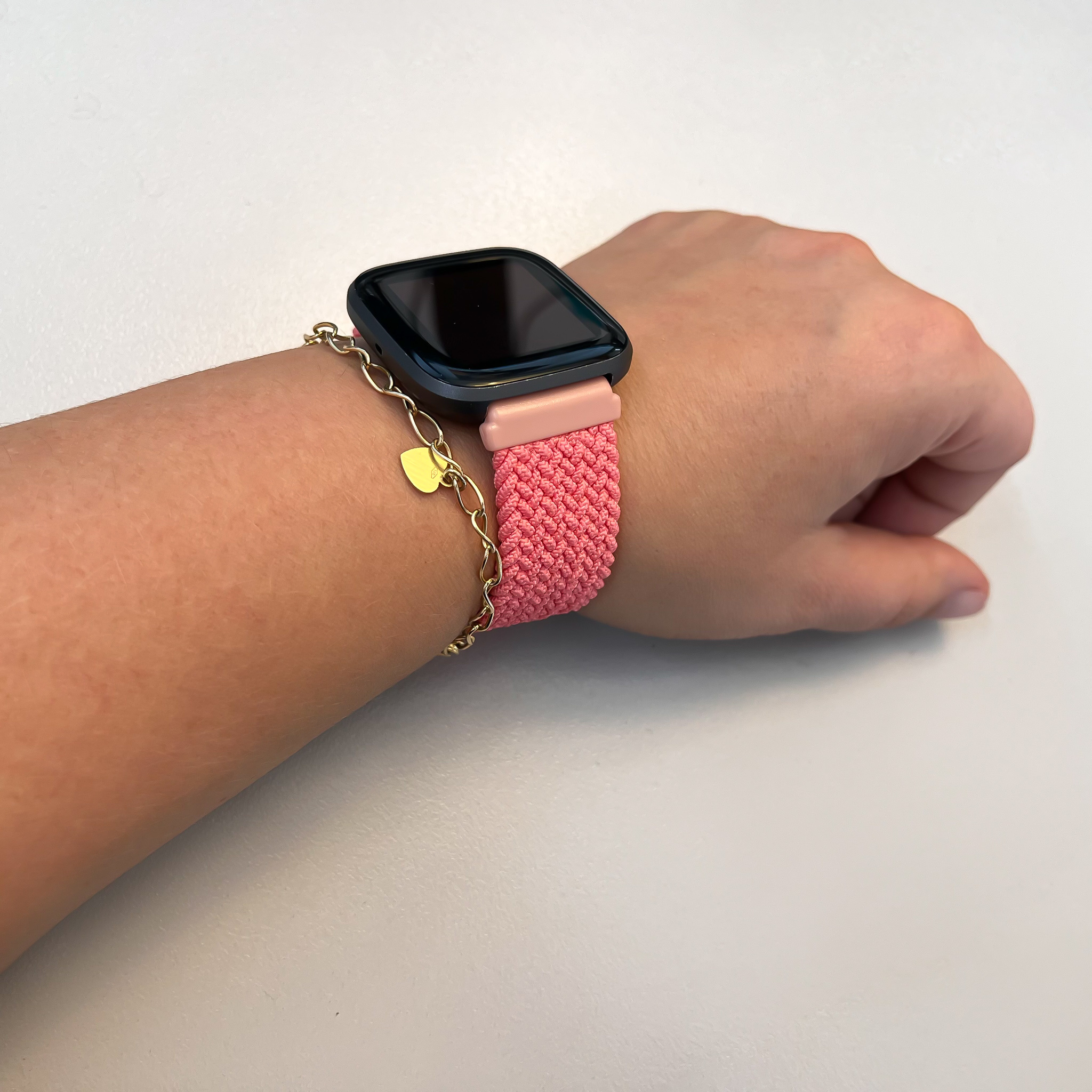 Fitbit Versa nylon gevlochten solo band - roze
