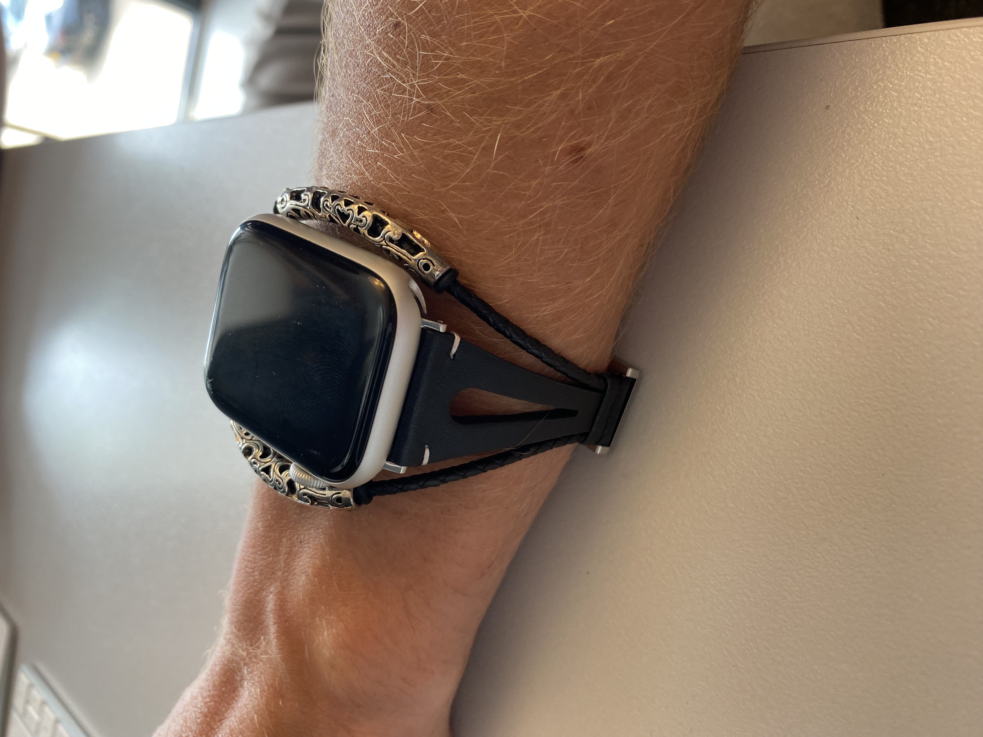 Apple Watch leren sieraden robuust band - zwart