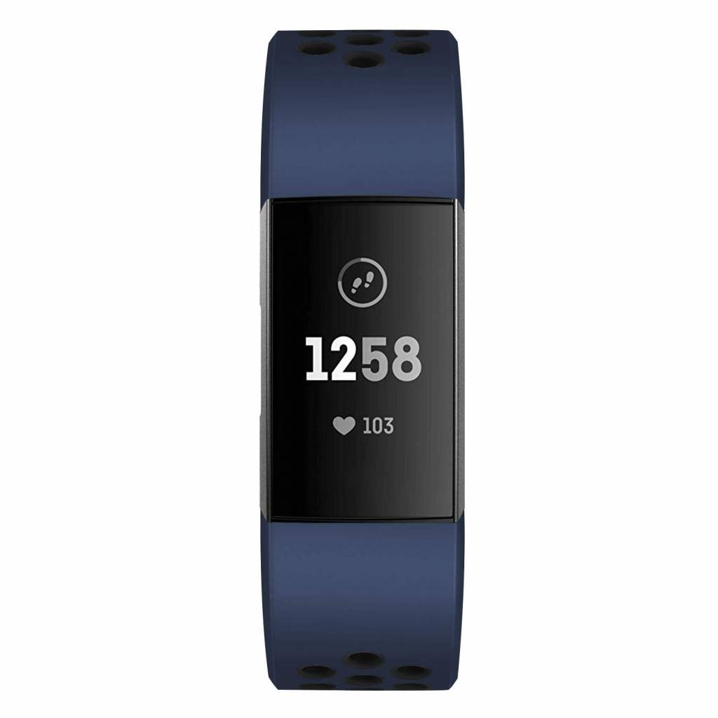 Fitbit Charge 3 & 4 dubbel sport band - donkerblauw zwart