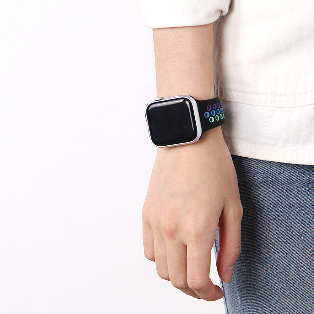 Apple Watch dubbel sport band - kleurrijk zwart