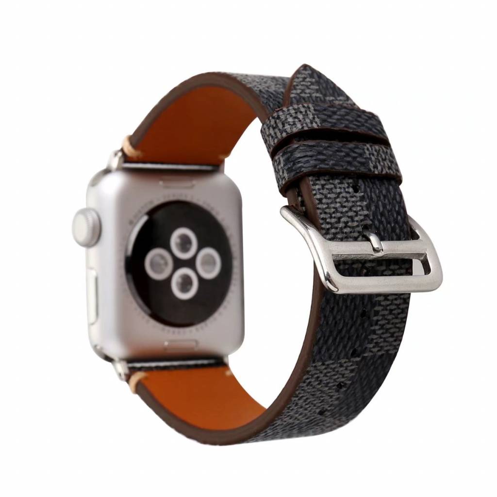 Apple Watch leren grid band - zwart