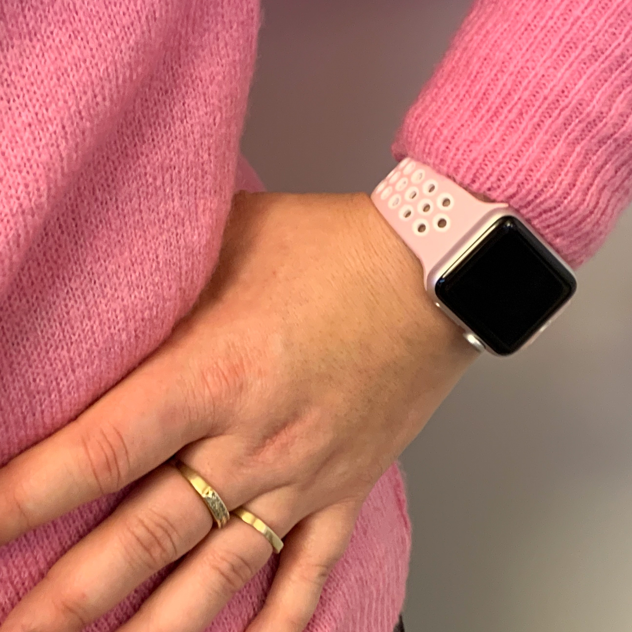 Apple Watch dubbel sport band - lichtroze wit