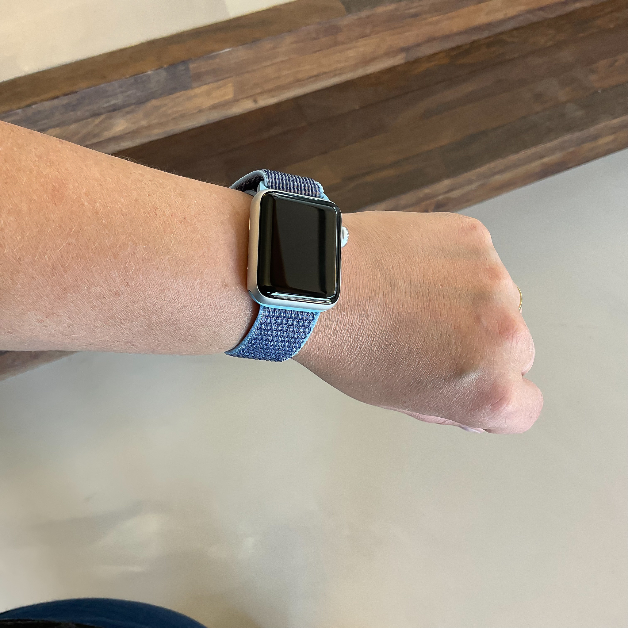 Apple Watch nylon geweven sport band  - cerulean