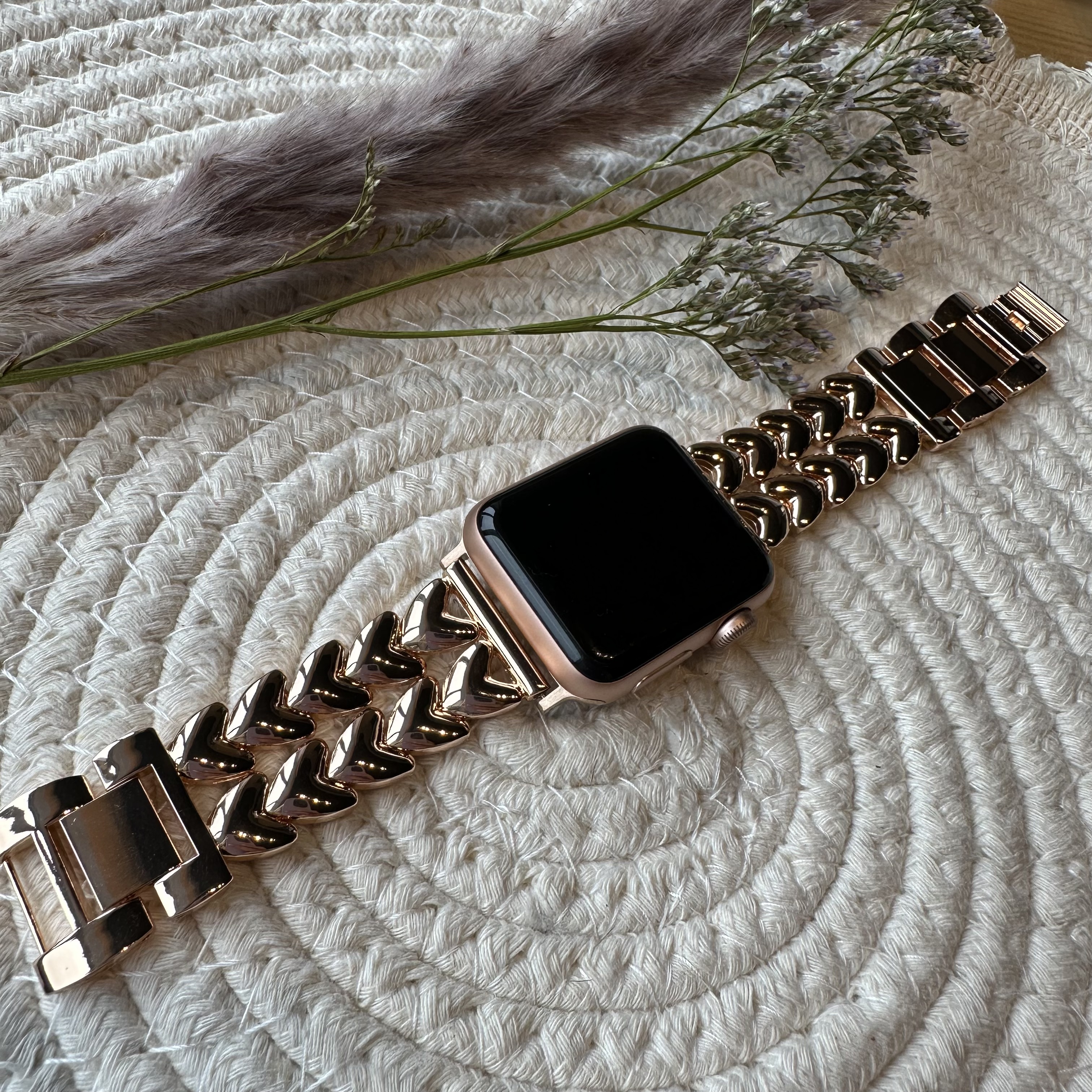 Apple Watch hart stalen schakel band - rose goud