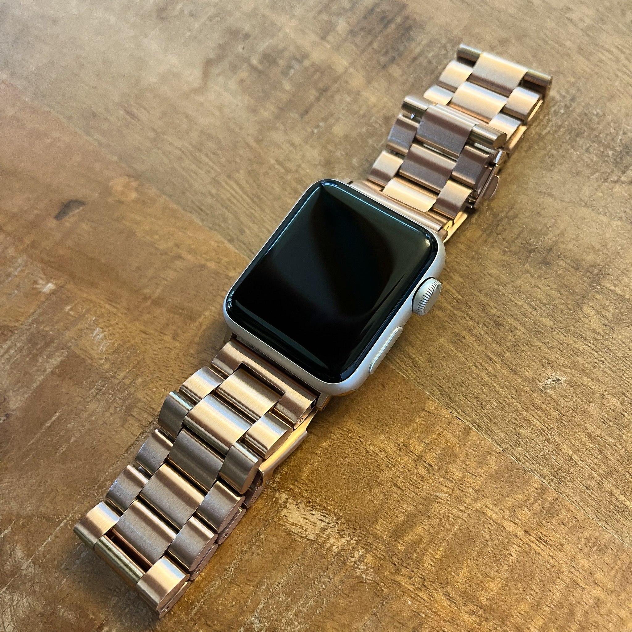 Apple Watch kralen stalen schakel band - rose goud