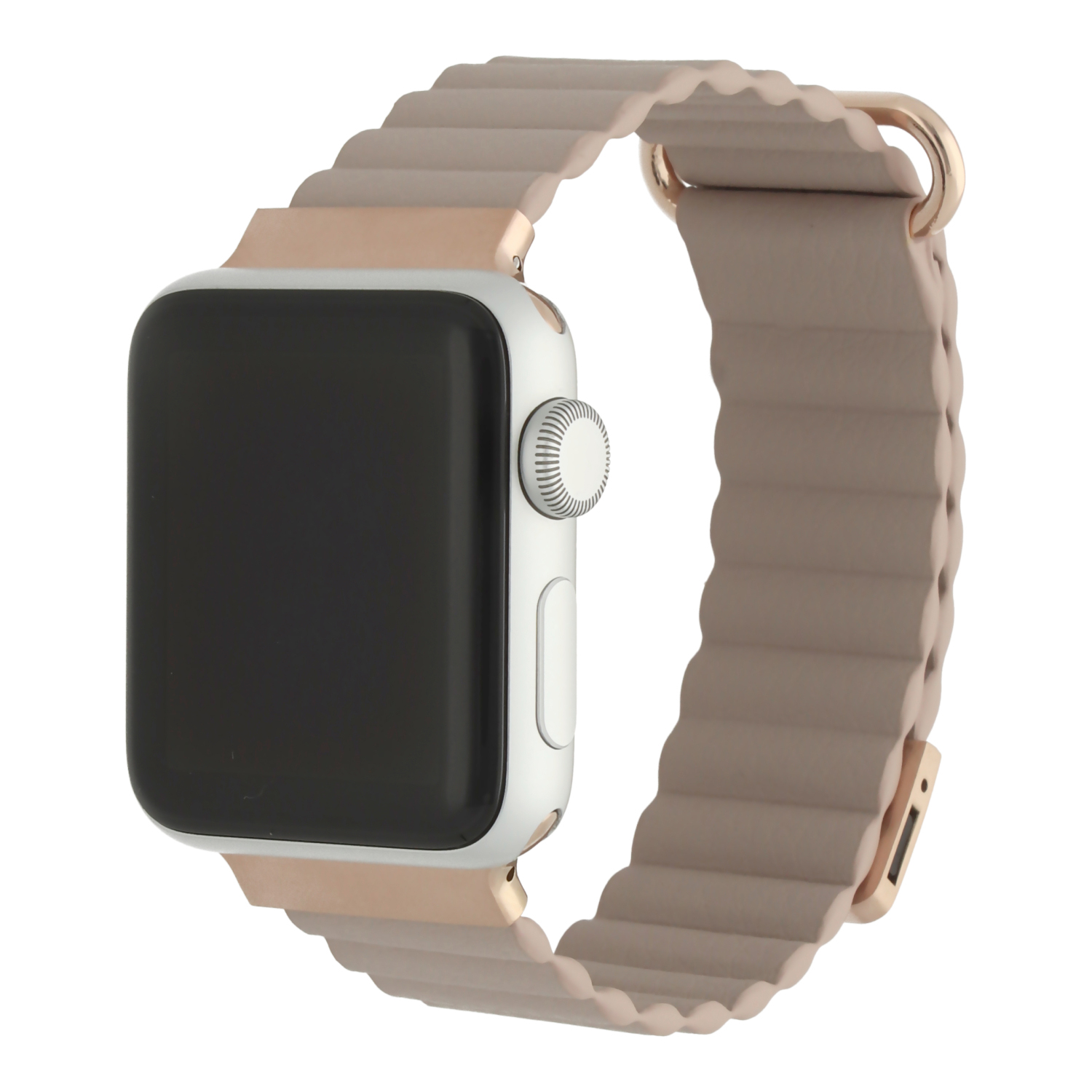 Apple Watch leren magneet Magna band - khaki - 7440850315375 - 123watches