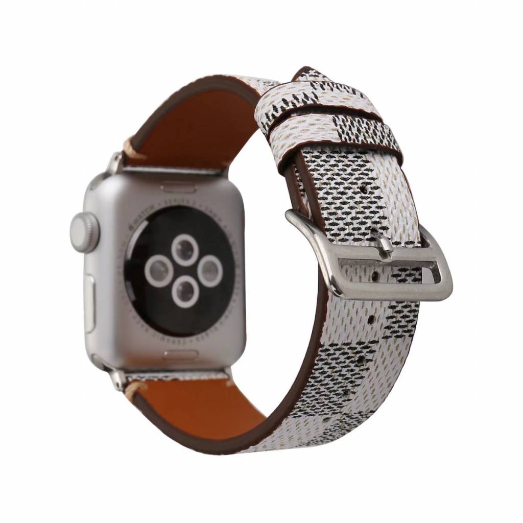 Apple Watch leren grid band - wit